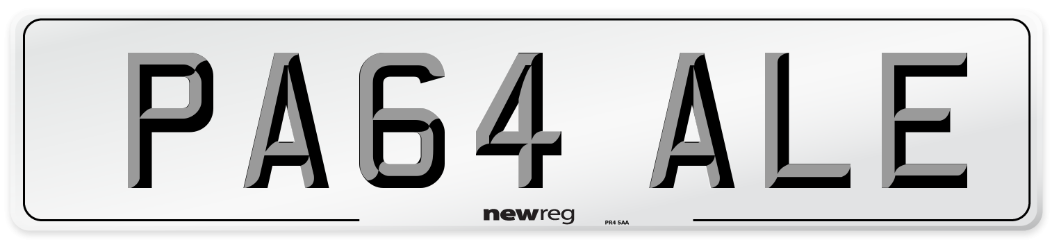 PA64 ALE Number Plate from New Reg
